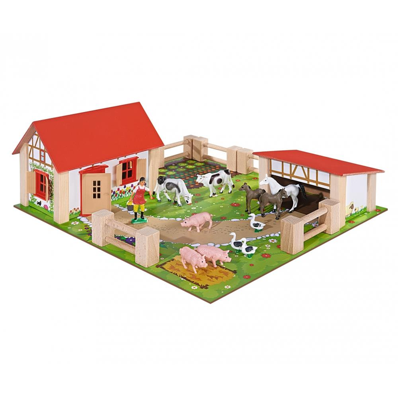 Eichhorn - Kleiner Holz-Bauernhof - 21 Teile Farm Ranch Tiere Holzspielzeug