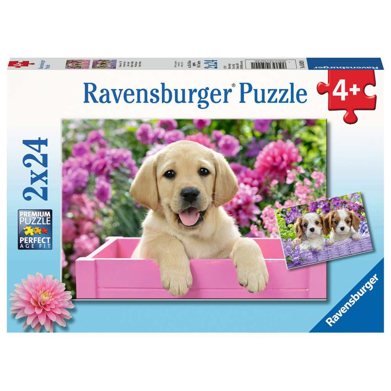 Ravensburger Puzzle: 2 x 24 Teile - Freunde mit Fell - Puzzel Hunde Welpen