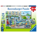 Ravensburger Puzzle: 2 x 24 Teile - Unterwegs mit Polizeimeisterin Hannah