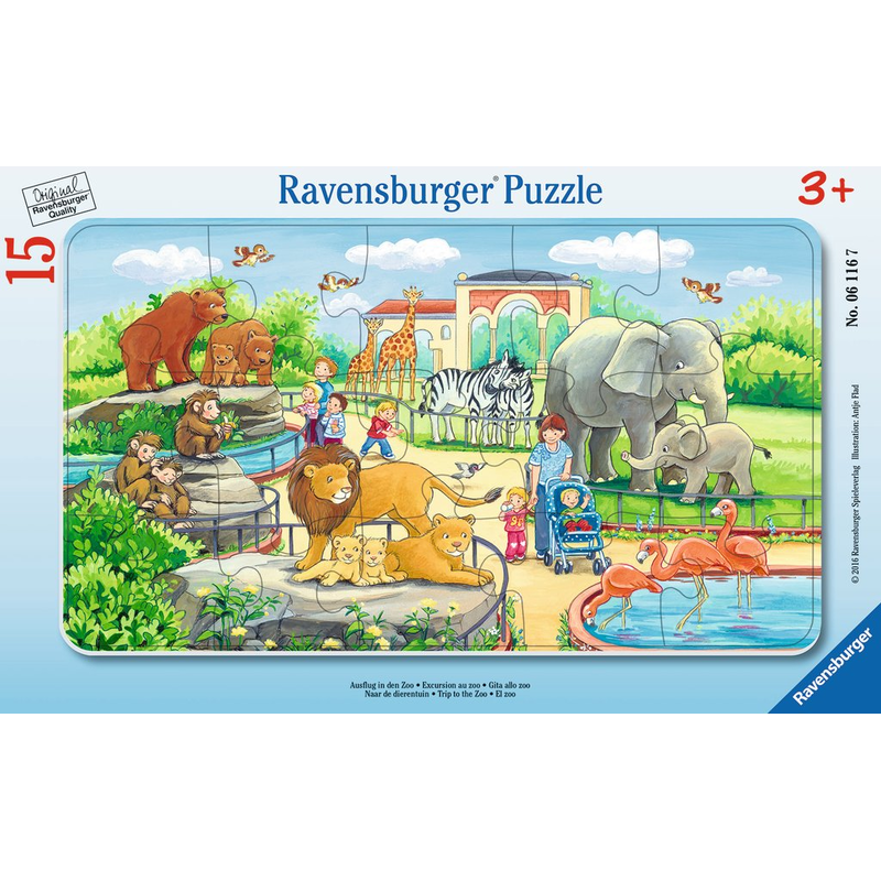 Ravensburger Puzzle: 15 Teile - Ausflug in den Zoo - Kinderpuzzle Puzzel Tiere