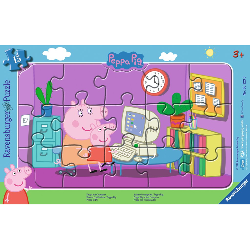 Ravensburger Puzzle: 15 Teile - Peppa am Computer - Kinderpuzzle Puzzel Wutz Pig