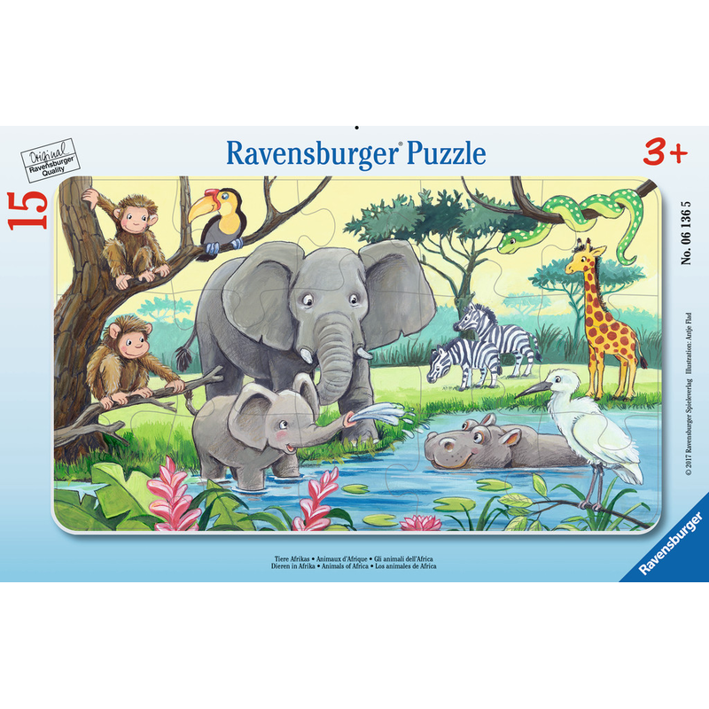 Ravensburger Puzzle: 15 Teile - Tiere Afrikas - Kinderpuzzle Puzzel Elefant