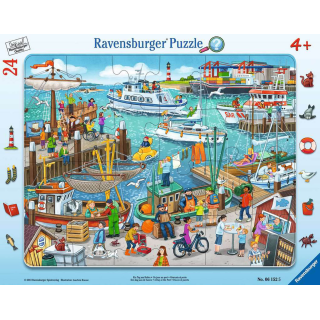 Ravensburger Puzzle: 24 Teile - Ein Tag am Hafen - Suchspiel Kinderpuzzle Puzzel