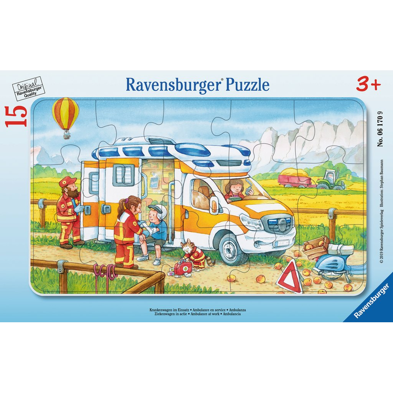 Ravensburger Puzzle: 15 Teile - Krankenwagen im Einsatz - Kinderpuzzle Puzzel