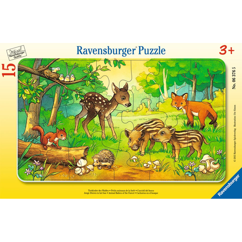 Ravensburger Puzzle: 15 Teile - Tierkinder des Waldes - Kinderpuzzle Puzzel