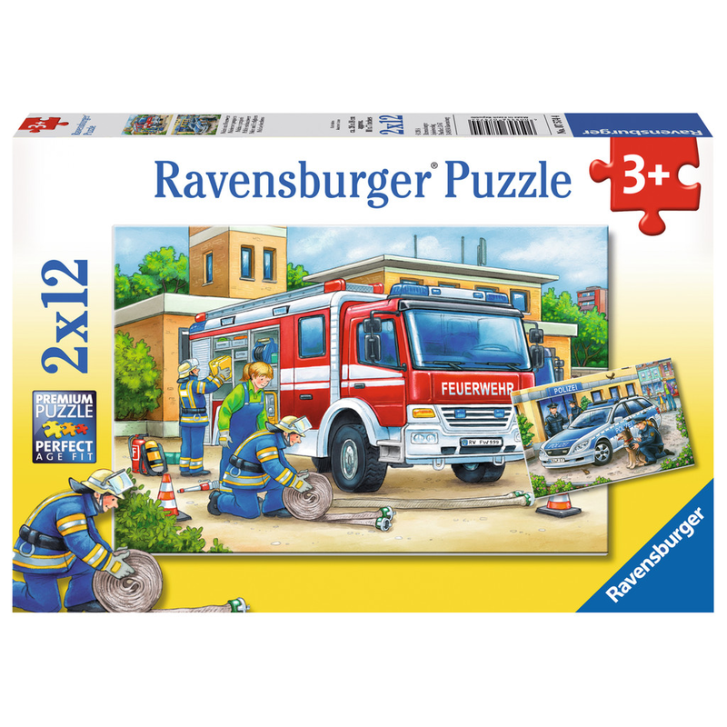 Ravensburger Puzzle: 2 x 12 Teile - Polizei und Feuerwehr - Kinderpuzzle Puzzel