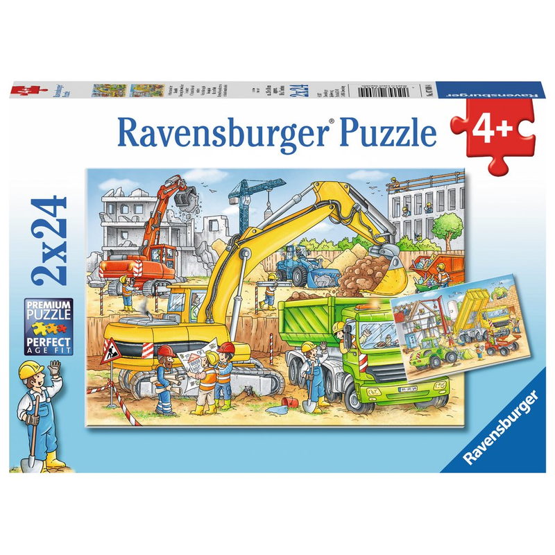 Ravensburger Puzzle: 2 x 24 Teile - Viel zu tun auf der Baustelle - Kinderpuzzle