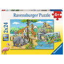 Ravensburger Puzzle: 2 x 24 Teile - Willkommen im Zoo - Kinderpuzzle Puzzel
