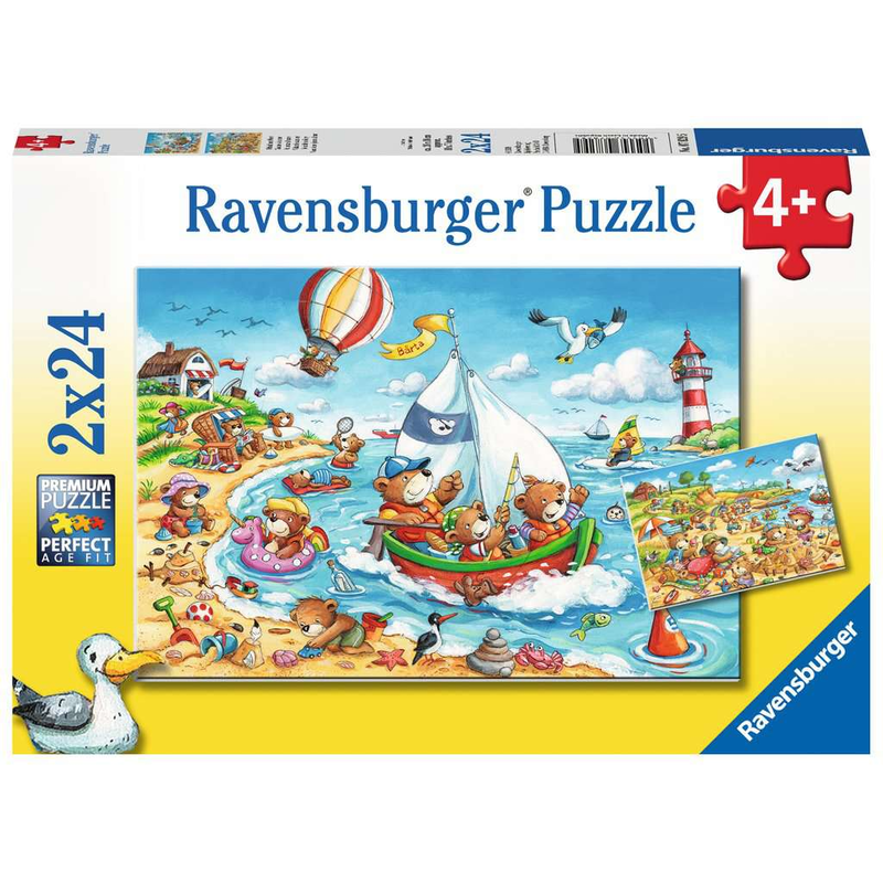 Ravensburger Puzzle: 2 x 24 Teile - Urlaub am Meer - Kinderpuzzle Puzzel Bären