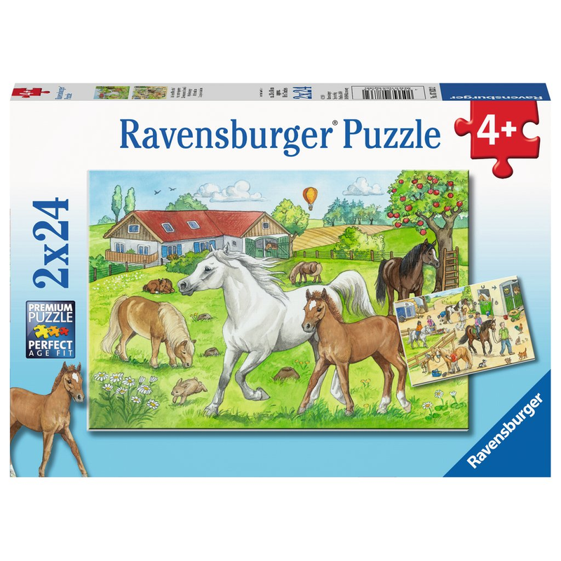 Ravensburger Puzzle: 2 x 24 Teile - Auf dem Pferdehof - Kinderpuzzle Puzzel