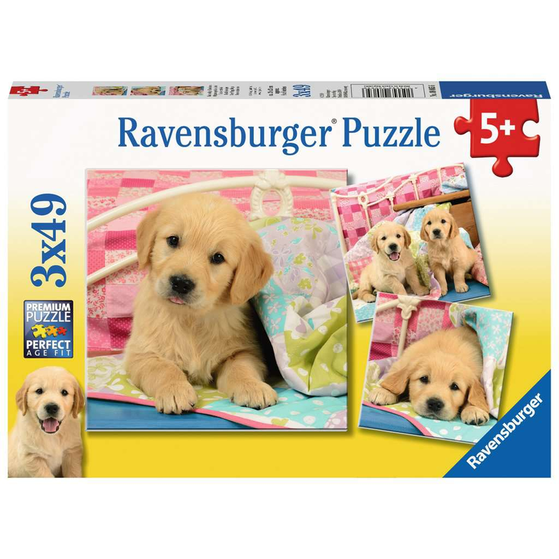 Ravensburger Puzzle: 3 x 49 Teile - Kuschelige Hündchen - Puzzel Hunde Welpen