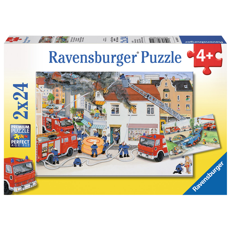 Ravensburger Puzzle: 2 x 24 Teile - Bei der Feuerwehr - Kinderpuzzle Puzzel
