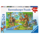 Ravensburger Puzzle: 2 x 24 Teile - Tiere des Waldes - Kinderpuzzle Puzzel Rehe