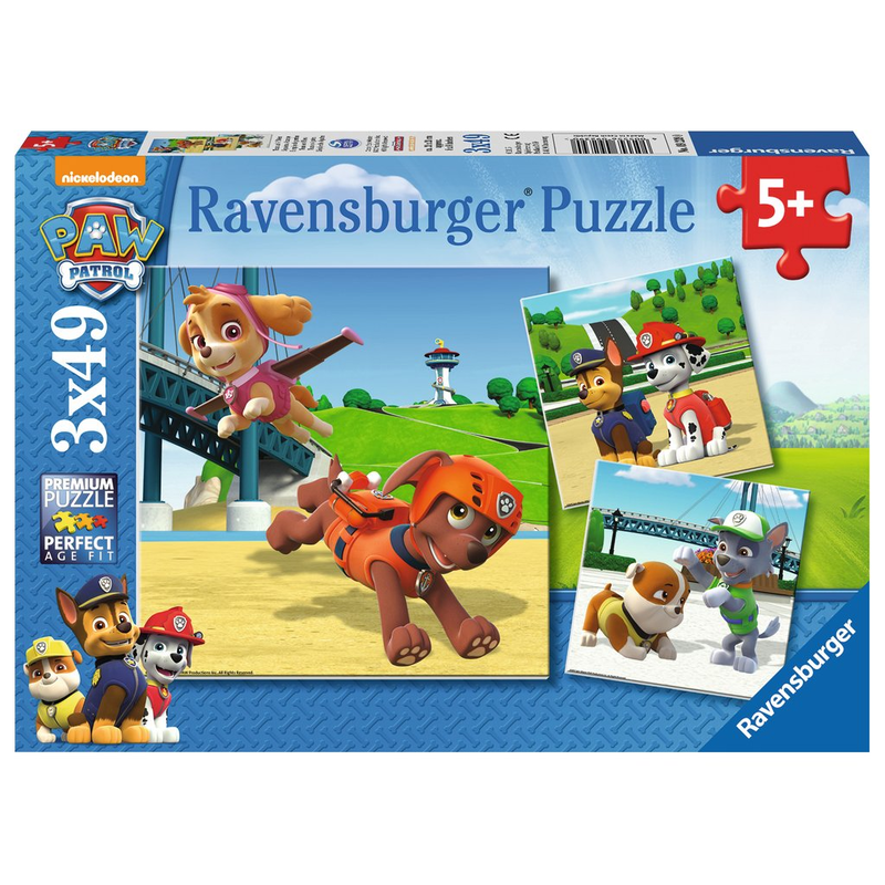 Ravensburger Puzzle: 3 x 49 Teile - Paw Patrol: Team auf 4 Pfoten - Kinderpuzzle