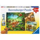 Ravensburger Puzzle: 3 x 49 Teile - Tiere der Erde - Kinderpuzzle Puzzel Fuchs
