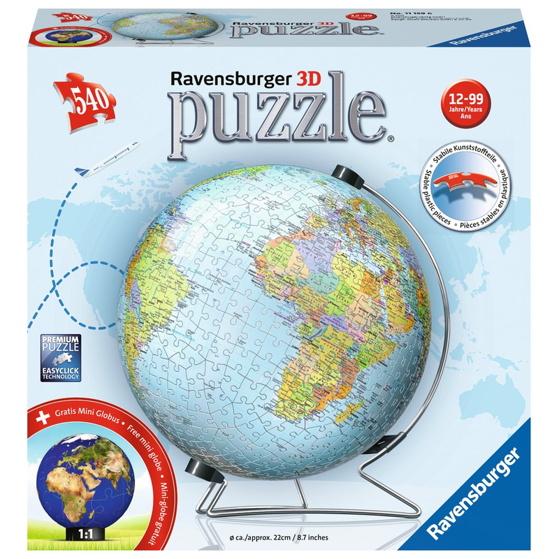 Ravensburger 3D Puzzle: 540 Teile - Globus Deutsch 2019 - Puzzle-Ball
