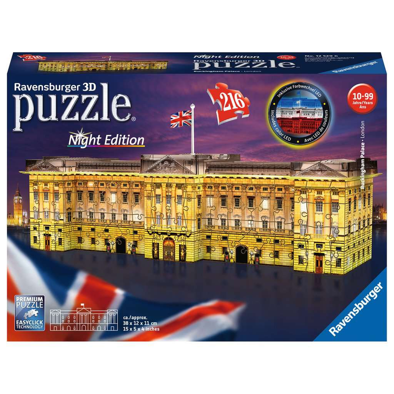 Ravensburger 3D Puzzle: 216 Teile - Buckingham Palace Night Edition - LED Puzzel