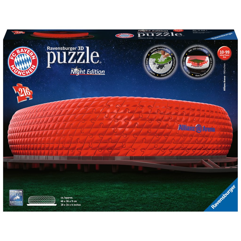 Ravensburger 3D Puzzle: 216 Teile - Allianz Arena Night Edition - Bayern München