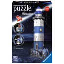 Ravensburger 3D Puzzle: 216 Teile - Leuchtturm bei Nacht - LED Puzzel Meer