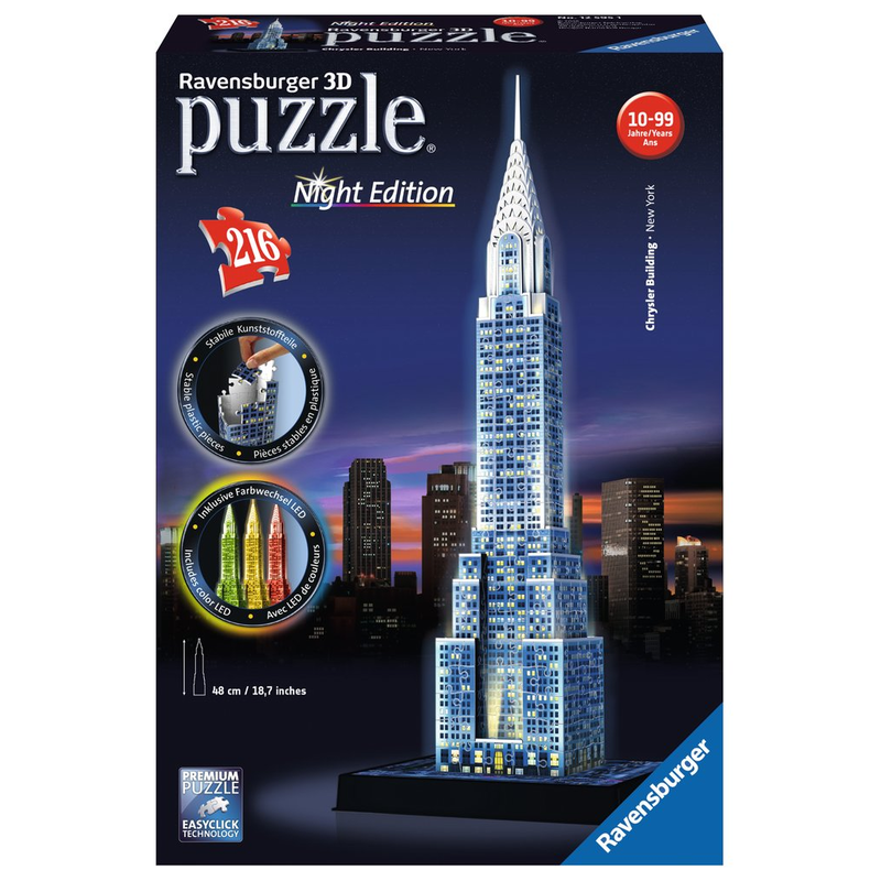 Ravensburger 3D Puzzle: 216 Teile - Chrysler Building bei Nacht - LED Puzzel