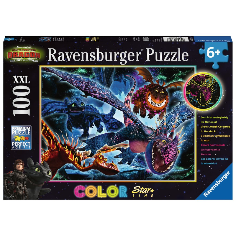Ravensburger Puzzle: 100 Teile - Leuchtende Dragons - Drachen Puzzel