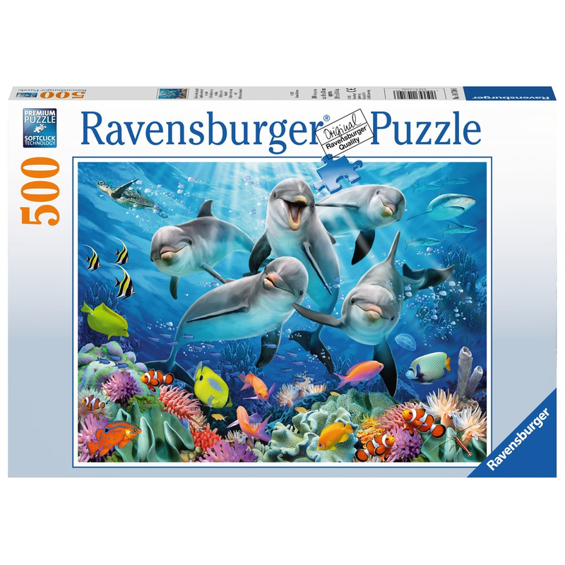 Ravensburger Puzzle: 500 Teile - Delphine im Korallenriff - Erwachsenenpuzzle