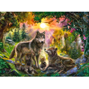 Ravensburger Puzzle: 500 Teile - Wolfsfamilie im Sonnenschein - Wölfe Puzzel