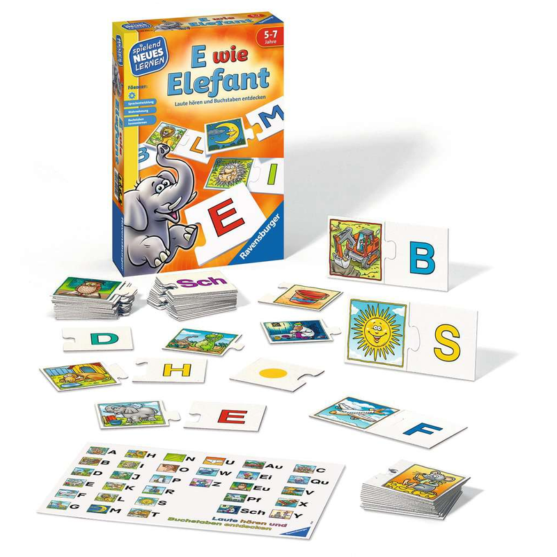 Ravensburger - E wie Elefant - Lernspiel Buchstaben-Spiel ABC Lesen lernen
