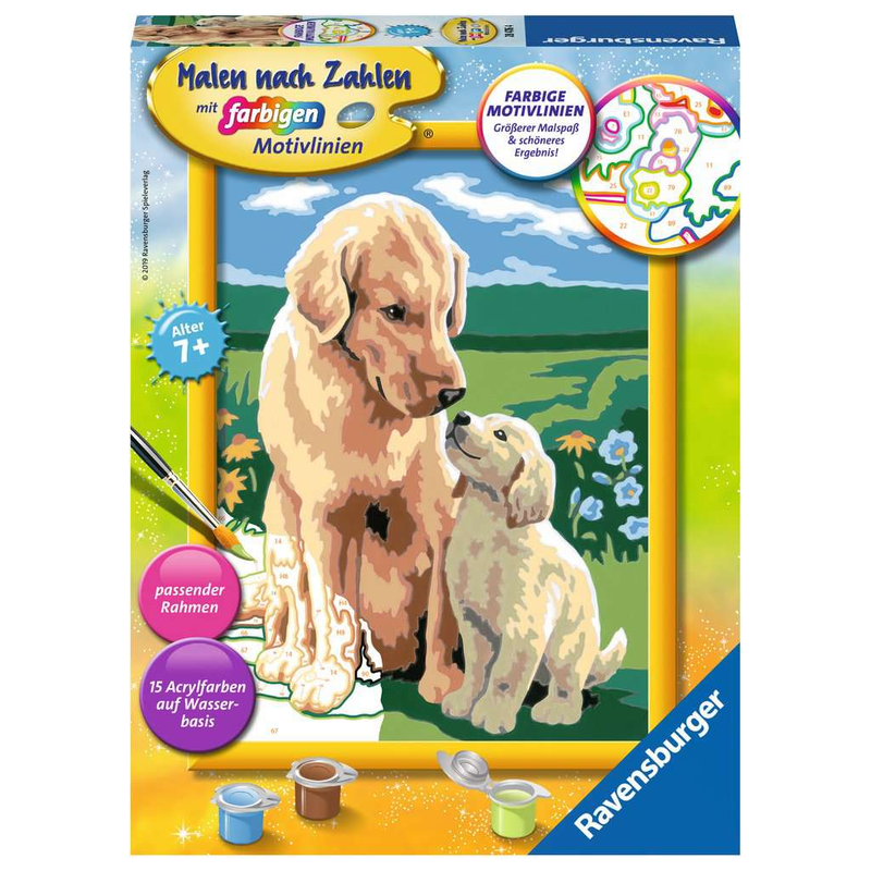 Ravensburger - Mutterliebe - Malen nach Zahlen Hund Welpe Golden Retriever