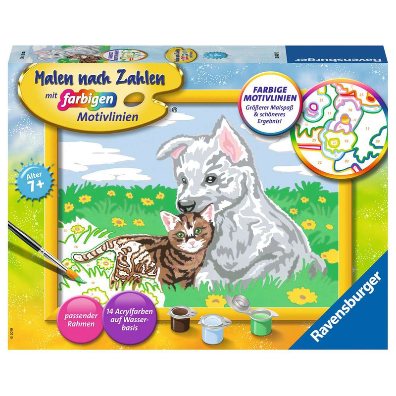 Ravensburger - Süße Tierkinder - Malen nach Zahlen Hund Katze Welpe Serie D