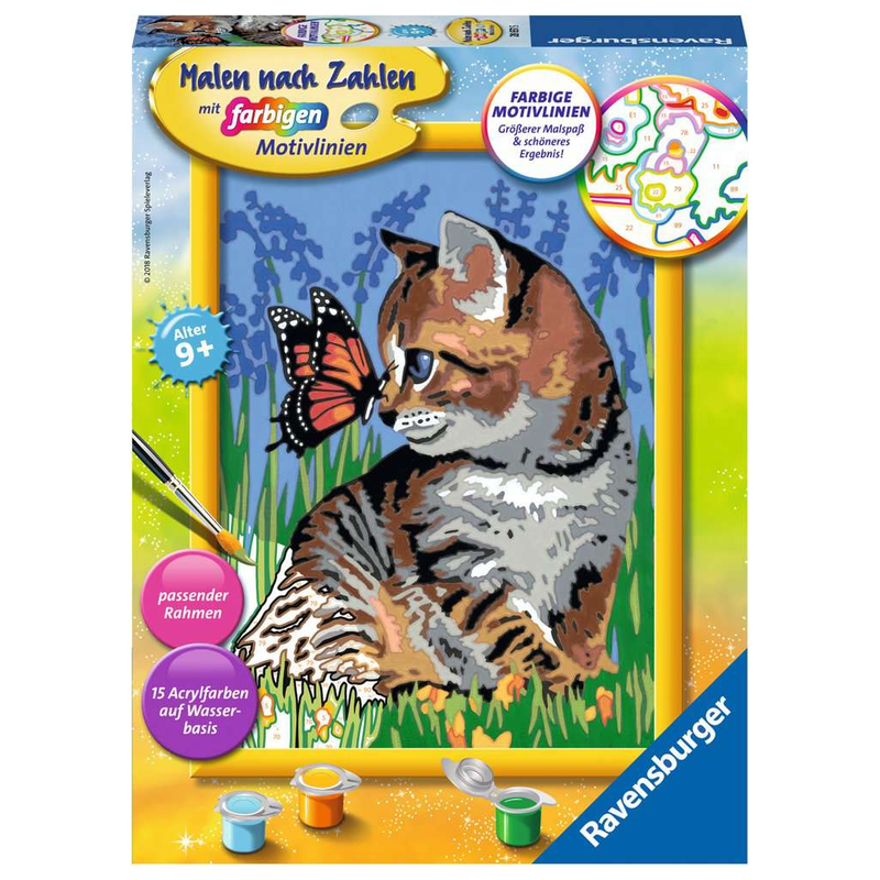 Ravensburger - Katze mit Schmetterling - Malen nach Zahlen