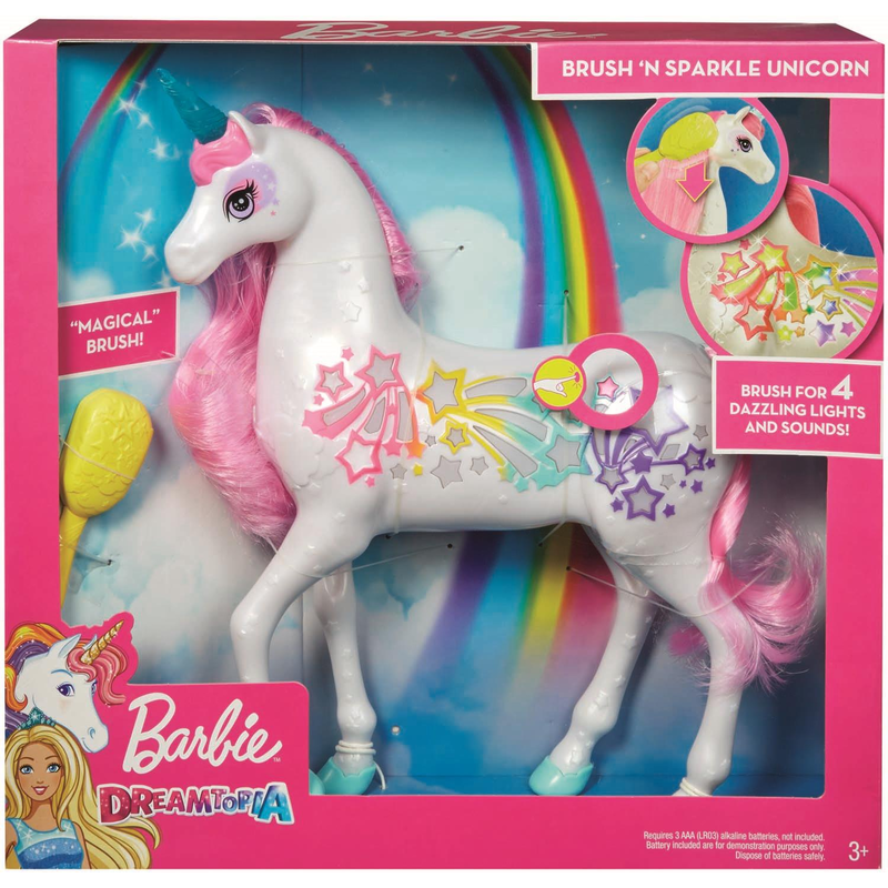 Mattel GFH60 - Barbie Dreamtopia Regenbogen-Königreich Magisches Haarspiel-Einhorn
