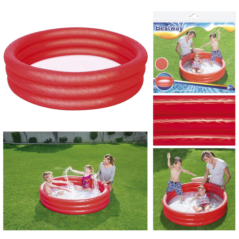 Bestway 51025 - Planschbecken Classic 122 cm - Aufblasbarer Kinderpool Pool - Rot