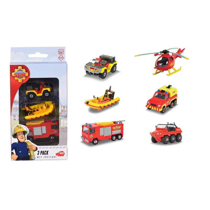 Dickie Toys 203099629 - BESTELLUNG - Feuerwehrmann Sam - 3 Pack, 2-sort.
