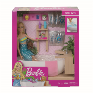 Mattel GJN32 - Barbie Wellness Sprudelbad Spielset und blonde Puppe - Badewanne
