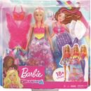 Mattel GJK40 - Barbie 3-in1 Spielset - Blonde Puppe Meerjungfrau Fee Prinzessin