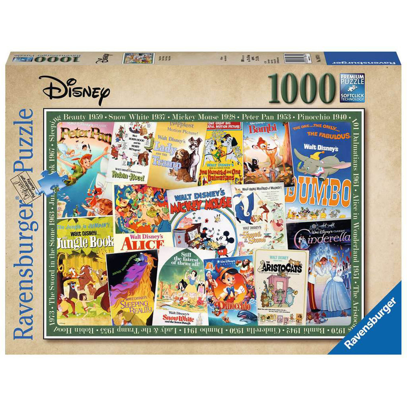 Ravensburger Puzzle: 1000 Teile - Disney Vintage Movie Poster - Retro Puzzel