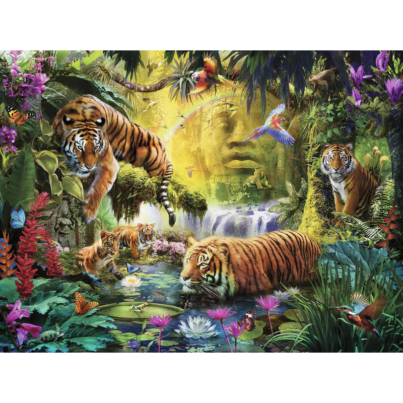 Ravensburger Puzzle 1500 Teile Tiger Dschungel Puzzel Idylle am Wasserloch 