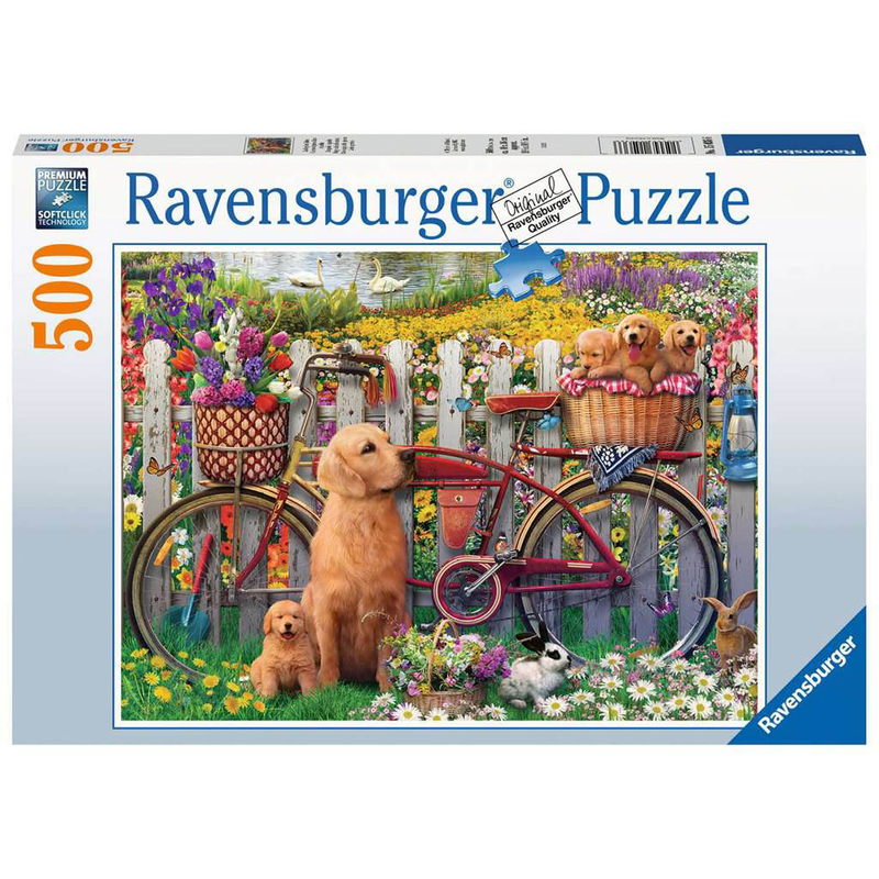 Ravensburger Puzzle: 500 Teile - Ausflug ins Grne - Hunde Blumen Natur Puzzel