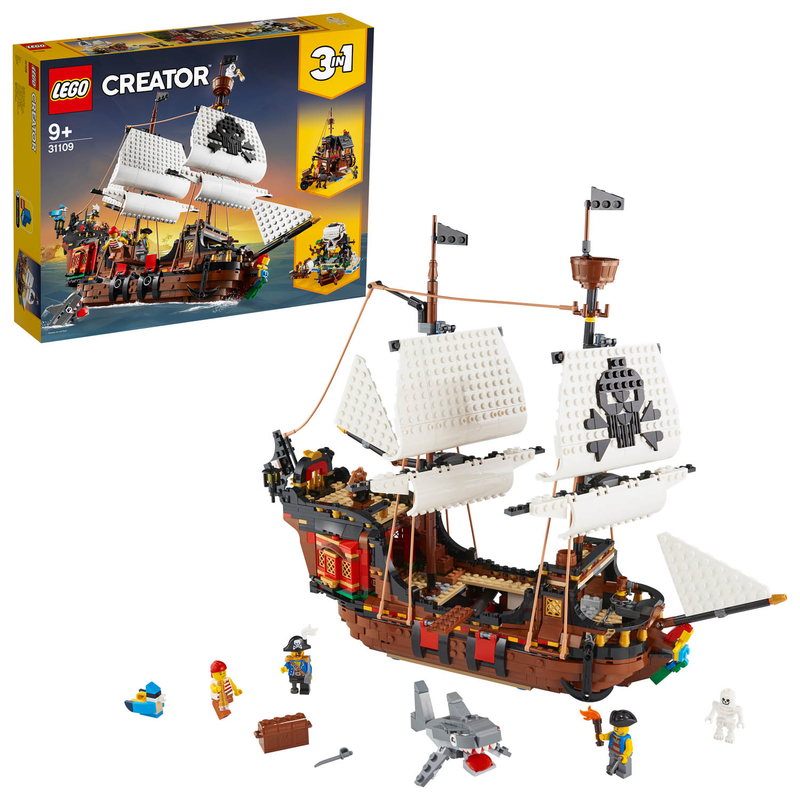 LEGO Creator 31109 - Piratenschiff - 3-in-1-Set Piraten-Taverne Piraten-Insel