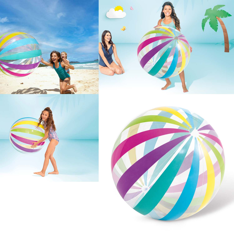 Intex 59065NP - XXL Wasserball Jumbo 107 cm - Aufblasbarer Strandball Regenbogen Ball Pool