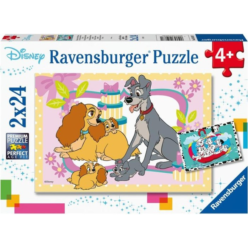 Ravensburger Puzzle 2 x 24 Teile Disneys liebste Welpen Susi Strolch Dalmatiner