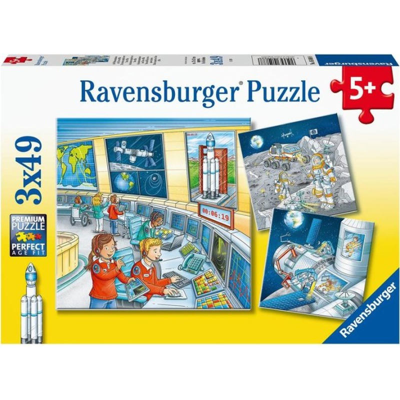 Ravensburger Puzzle: 3 x 49 Teile - Auf Weltraummission mit Tom und Mia - Puzzel