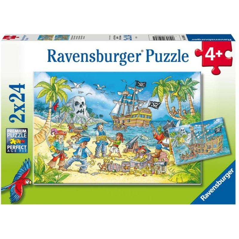 Ravensburger Puzzle: 2 x 24 Teile - Die Abenteuerinsel - Piraten Piratenschiff