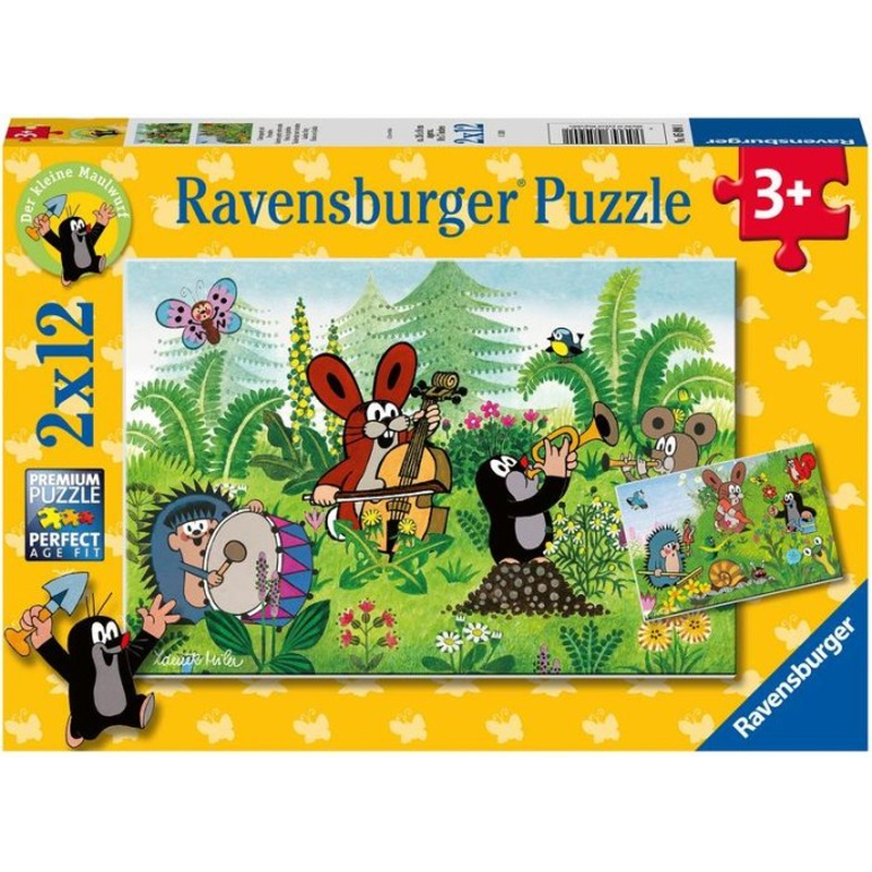 Ravensburger Puzzle: 2 x 12 Teile - Gartenparty mit Freunden - Maulwurf Puzzel