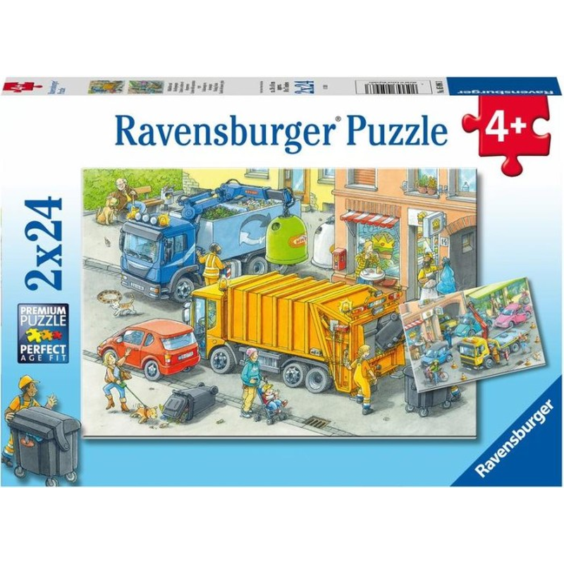 Ravensburger Puzzle: 2 x 24 Teile - Mllabfuhr und Abschleppwagen - Puzzel