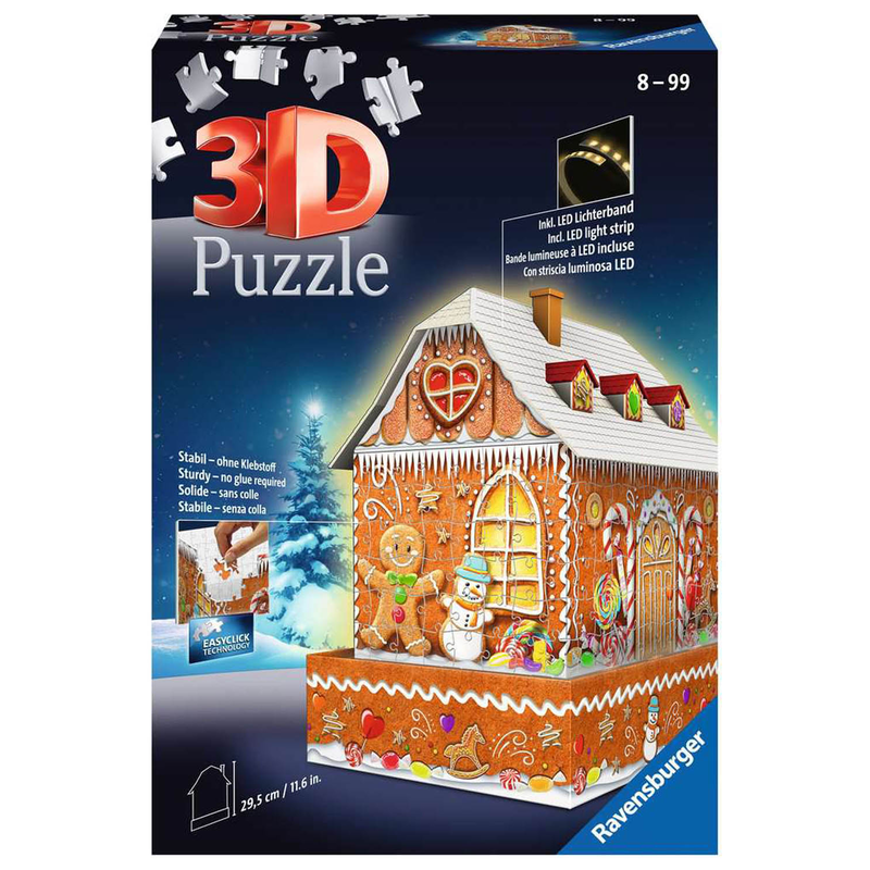 Ravensburger 3D Puzzle: 216 Teile - Lebkuchenhaus Night Edition - Weihnachten