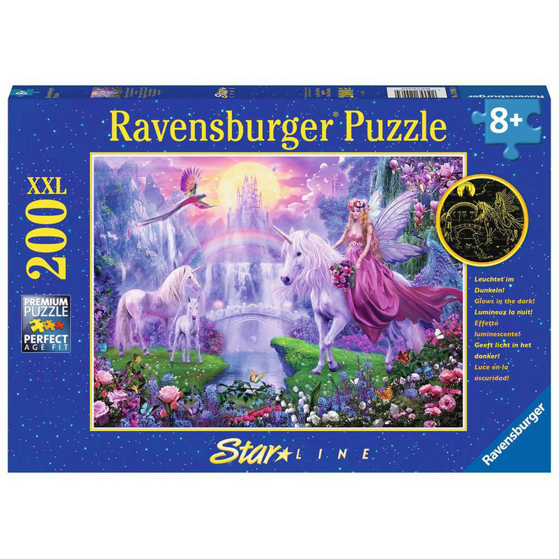 Ravensburger Puzzle: 200 Teile - Magische Einhornnacht - Einhörner Leuchteffekt