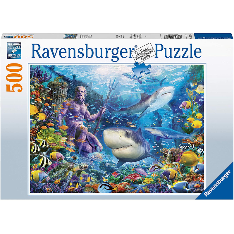Ravensburger Puzzle: 500 Teile - Herrscher der Meere - Poseidon Haie Meer Puzzel