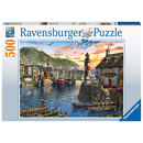 Ravensburger Puzzle 500 Teile Morgens am Hafen - Sonnenaufgang Leuchtturm Puzzel